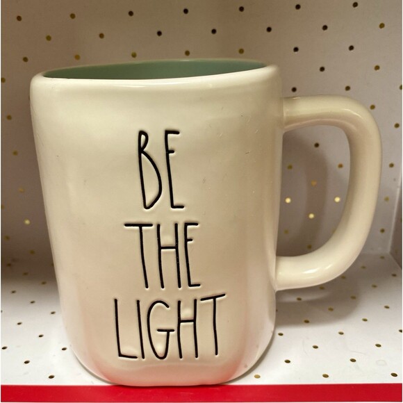 Rae Dunn Artisan Collection BE THE LIGHT White w/Blue Interior Coffee Mug 2020 - Picture 1 of 7
